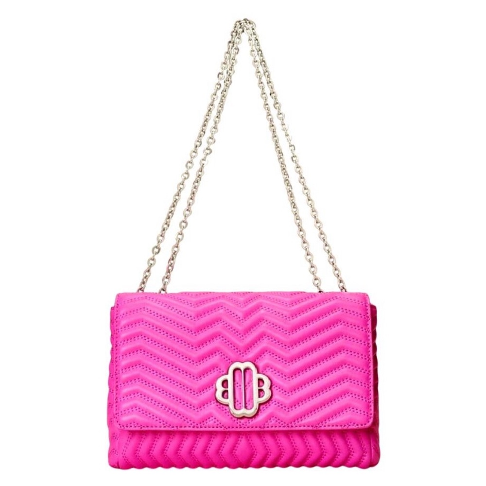 MAJE Clover Bloom Rose Fluo Quilted Leather Chain Strap Shoulder Bag NWT